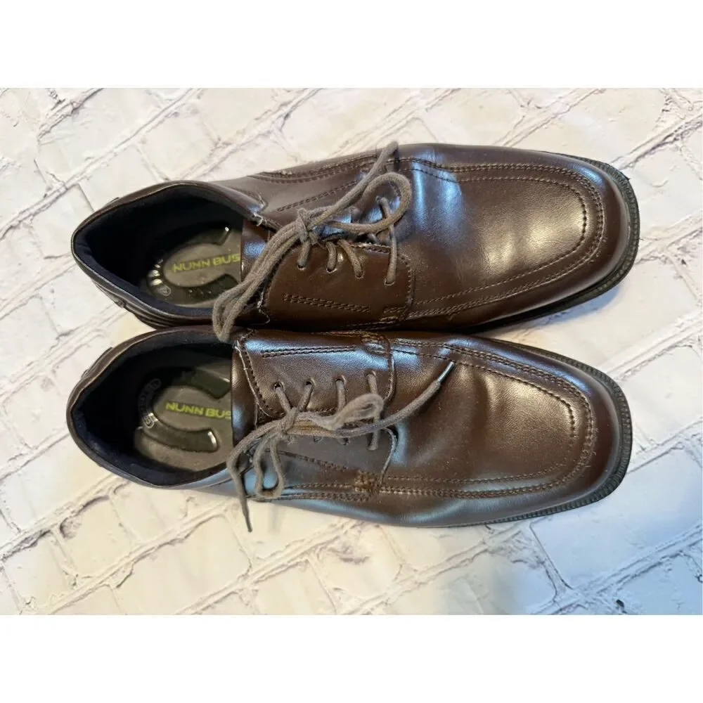 Nunn Bush Kore Oxford Dress Shoes Mens Size 9.5 Brown Leather Comfort Gel Loafer